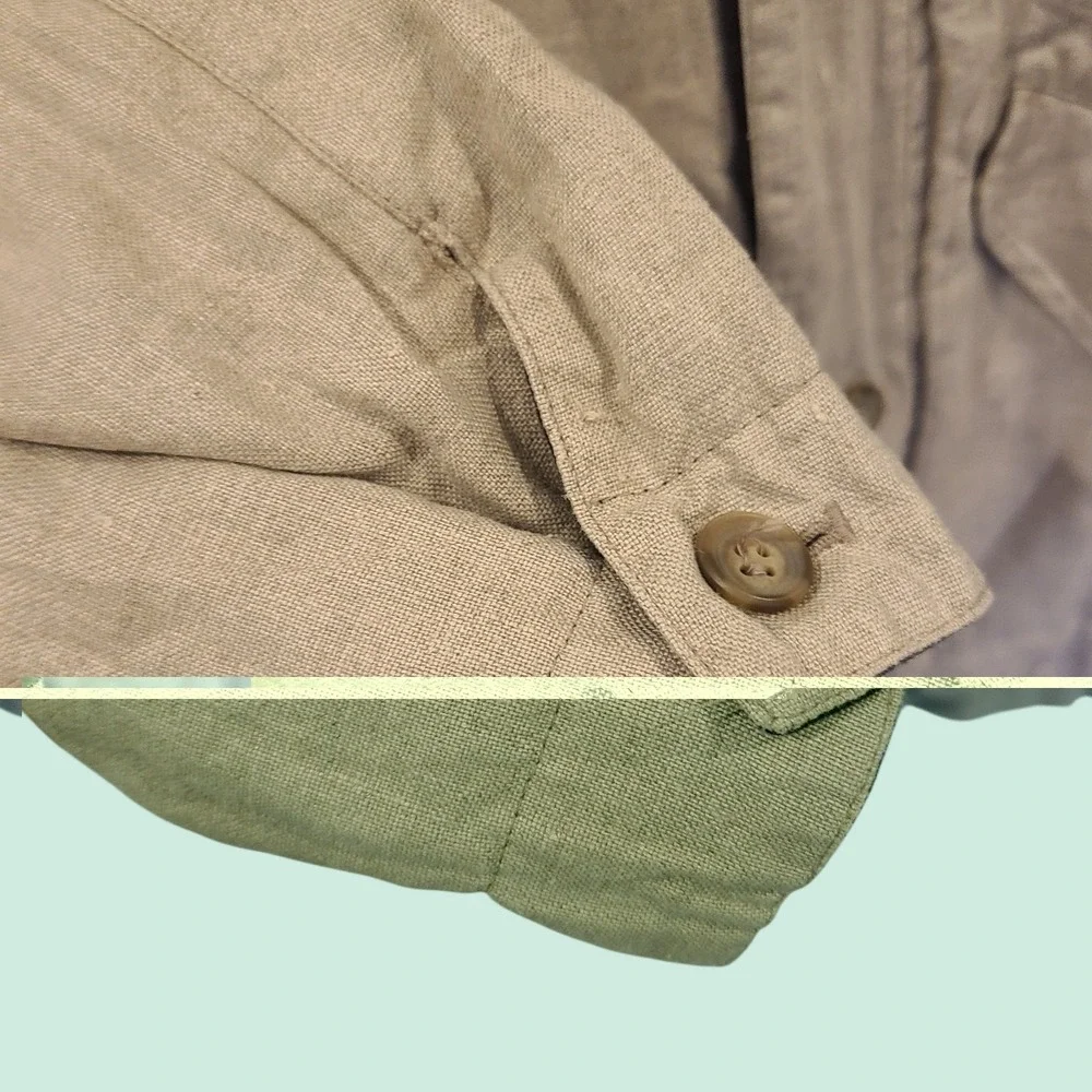 Brooks Brothers Reversible Blue Tan Field Utility Jacket Men's Small Linen - Picture 7 of 10